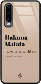Casimoda Huawei P30 glazen hardcase - Hakuna Matata Bruin/beige