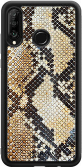 Casimoda Huawei P30 Lite hoesje - Golden snake Bruin/beige