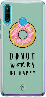 Casimoda Huawei P30 Lite siliconen hoesje - Donut worry Roze