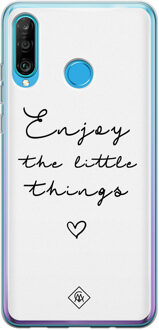 Casimoda Huawei P30 Lite siliconen hoesje - Enjoy life Zwart, Wit