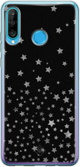 Casimoda Huawei P30 Lite siliconen hoesje - Falling stars Zwart