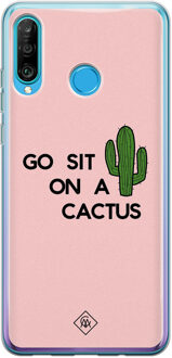 Casimoda Huawei P30 Lite siliconen hoesje - Go sit on a cactus Roze