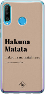 Casimoda Huawei P30 Lite siliconen hoesje - Hakuna matata Bruin/beige