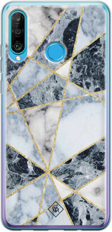 Casimoda Huawei P30 Lite siliconen hoesje - Marmer blauw