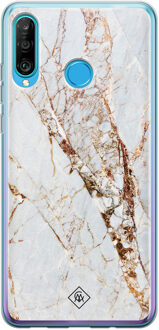 Casimoda Huawei P30 Lite siliconen hoesje - Marmer goud Goudkleurig