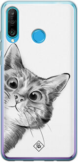 Casimoda Huawei P30 Lite siliconen hoesje - Peekaboo Zwart, Wit