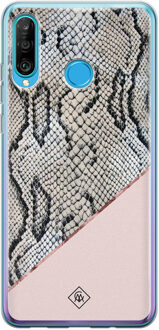 Casimoda Huawei P30 Lite siliconen hoesje - Snake print Roze