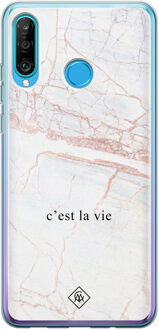 Casimoda Huawei P30 Lite siliconen telefoonhoesje - C'est la vie Bruin/beige
