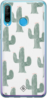 Casimoda Huawei P30 Lite siliconen telefoonhoesje - Cactus print Groen