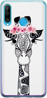 Casimoda Huawei P30 Lite siliconen telefoonhoesje - Giraffe Zwart, Wit
