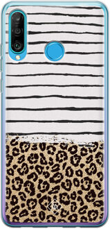 Casimoda Huawei P30 Lite siliconen telefoonhoesje - Leopard lines Bruin/beige