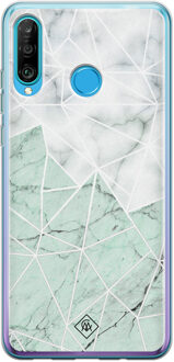 Casimoda Huawei P30 Lite siliconen telefoonhoesje - Marmer mint mix