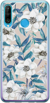 Casimoda Huawei P30 Lite siliconen telefoonhoesje - Touch of flowers Blauw