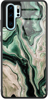 Casimoda Huawei P30 Pro glazen hardcase - Green waves Groen