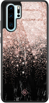 Casimoda Huawei P30 Pro glazen hardcase - Marmer twist Zwart, Rosekleurig