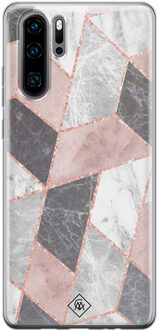 Casimoda Huawei P30 Pro siliconen telefoonhoesje - Stone grid Roze