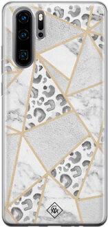 Casimoda Huawei P30 Pro siliconen telefoonhoesje - Stone & leopard print Bruin/beige