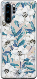 Casimoda Huawei P30 Pro siliconen telefoonhoesje - Touch of flowers Blauw