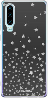 Casimoda Huawei P30 siliconen hoesje - Falling stars Zwart, Grijs/zilverkleurig