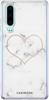 Casimoda Huawei P30 siliconen hoesje - Marmer hart Grijs/zilverkleurig