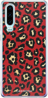 Casimoda Huawei P30 siliconen telefoonhoesje - Luipaard rood