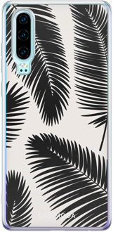 Casimoda Huawei P30 siliconen telefoonhoesje - Palm leaves silhouette Zwart