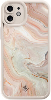 Casimoda iPhone 11 beige case - Marmer waves Bruin/beige