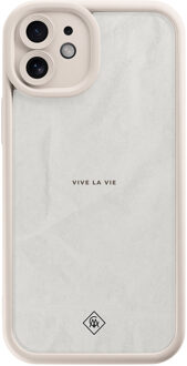 Casimoda iPhone 11 beige case - Vive la vie Grijs/zilverkleurig
