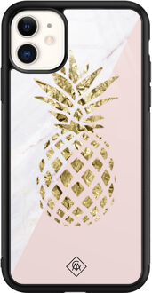 Casimoda iPhone 11 glazen hardcase - Ananas Roze