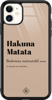 Casimoda iPhone 11 glazen hardcase - Hakuna Matata Bruin/beige