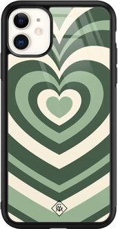 Casimoda iPhone 11 glazen hardcase - Hart swirl groen