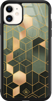 Casimoda iPhone 11 glazen hardcase - Kubus groen