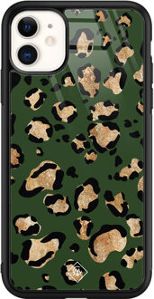 Casimoda iPhone 11 glazen hardcase - Luipaard groen