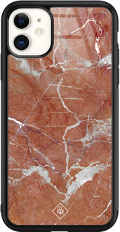 Casimoda iPhone 11 glazen hardcase - Marble sunkissed Rood