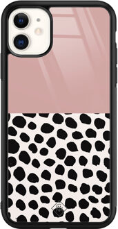 Casimoda iPhone 11 glazen hardcase - Pink dots Roze