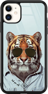 Casimoda iPhone 11 glazen hardcase - Tijger wild Blauw