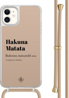 Casimoda iPhone 11 hoesje met beige koord - Hakuna matata Bruin/beige