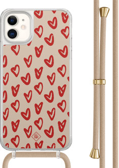 Casimoda iPhone 11 hoesje met beige koord - Hartendief Bruin/beige