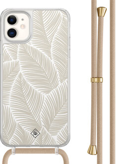 Casimoda iPhone 11 hoesje met beige koord - Palm leaves beige Bruin/beige