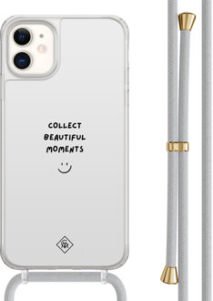 Casimoda iPhone 11 hoesje met grijs koord - Collect moments Grijs/zilverkleurig