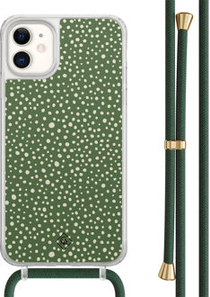 Casimoda iPhone 11 hoesje met groen koord - Green dots