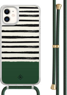Casimoda iPhone 11 hoesje met groen koord - Green stripes