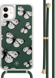 Casimoda iPhone 11 hoesje met groen koord - Vlinders
