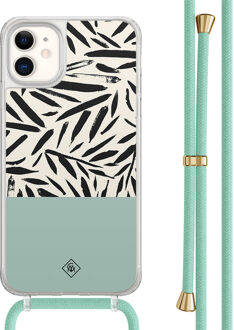 Casimoda iPhone 11 hoesje met mint koord - Abstract mint palms