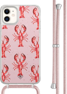 Casimoda iPhone 11 hoesje met rosegoud koord - Lobster Roze