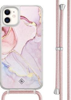 Casimoda iPhone 11 hoesje met rosegoud koord - Purple sky Paars