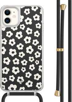 Casimoda iPhone 11 hoesje met zwart koord - Retro bloempjes