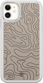 Casimoda iPhone 11 hybride hoesje - Abstract lines Bruin/beige