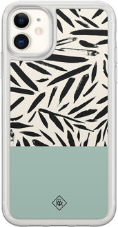 Casimoda iPhone 11 hybride hoesje - Abstract mint palms