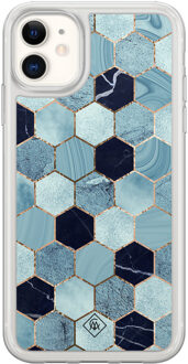 Casimoda iPhone 11 hybride hoesje - Blue cubes Blauw